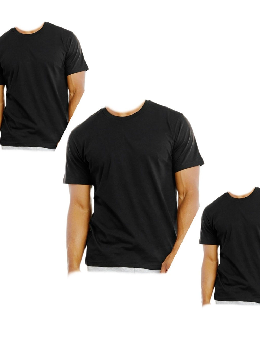 3 -Tshirt - Men's Black Short Sleeve Crew Neck Tee